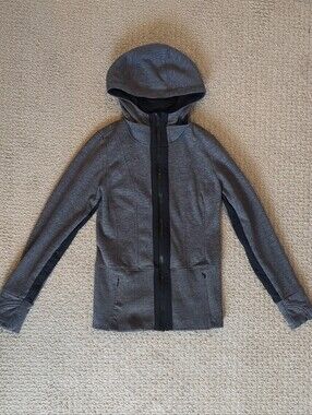 Athleta Hooded Jacket | Gray Full Zip Thumbhole Hoodie | Women's Size XS